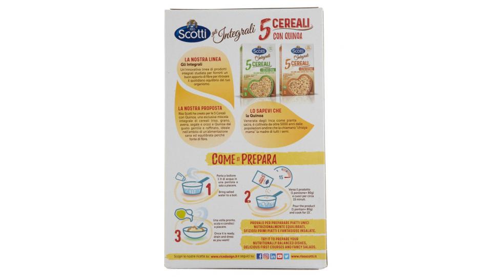 Gli Integrali 5 Cereali con Quinoa Riso, Grano, Avena, Segale e Orzo