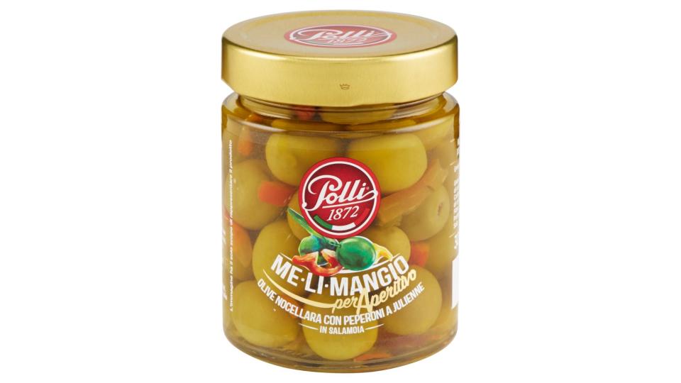 Me-li-mangio per Aperitivo Olive Nocellara con Peperoni a Julienne in Salamoia