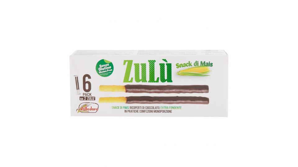 Zulù Snack di Mais Ricoperti di Cioccolato Extra Fondente