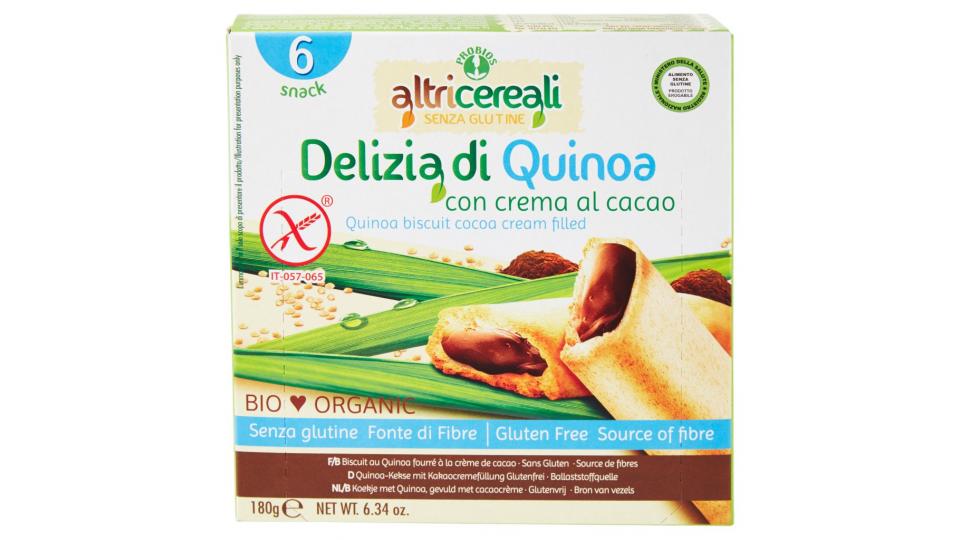 Altricereali senza Glutine Delizia di Quinoa con Crema al Cacao 6 x 30 g