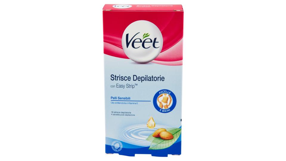 Strisce Depilatorie con Easy Strip Ascelle e Bikini Pelli Sensibili 16 Pz.