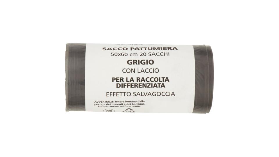 Sacco Pattumiera Grigio per la Raccolta Differenziata 50x60 Cm 20 Pz