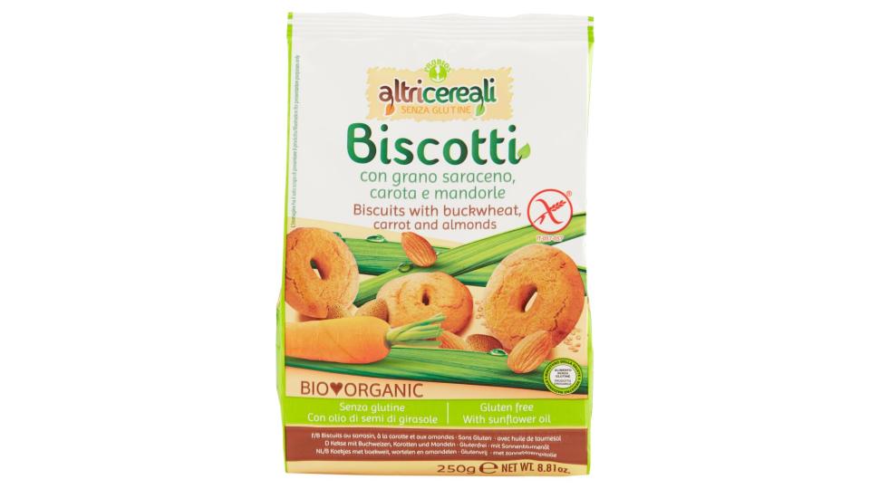 Altricereali senza Glutine Biscotti con Grano Saraceno, Carota e Mandorle