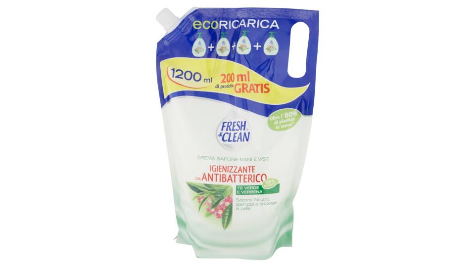 Crema Sapone Mani e Viso Igienizzante Tè Verde e Verbena Ecoricarica