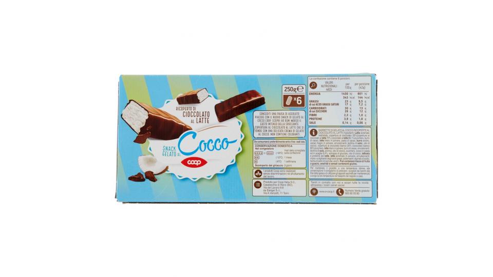 Snack Gelato al Cocco Ricoperto di Cioccolato al Latte