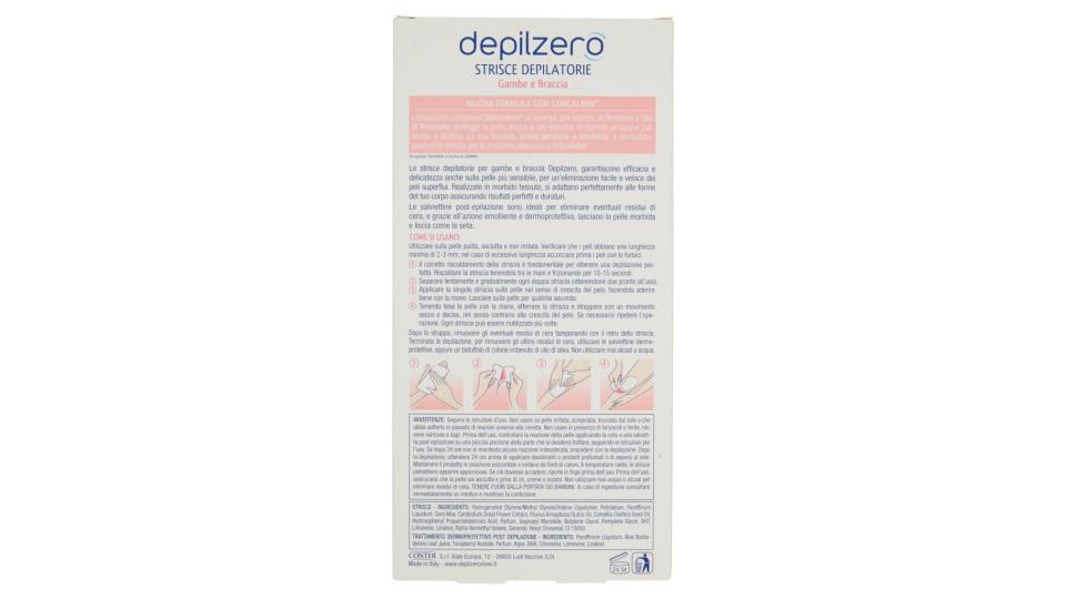 Strisce Depilatorie Gambe e Braccia 20 Strisce + 4 Salviettine