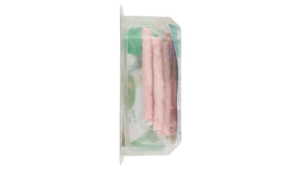 un Due Tris! Merenda 90g di Purea di Mela + Bastoncini con Cotto + Croccanti Grissini
