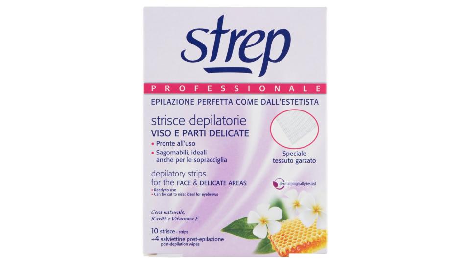 Professionale Strisce Depilatorie Viso e Parti Delicate 10 Strisce