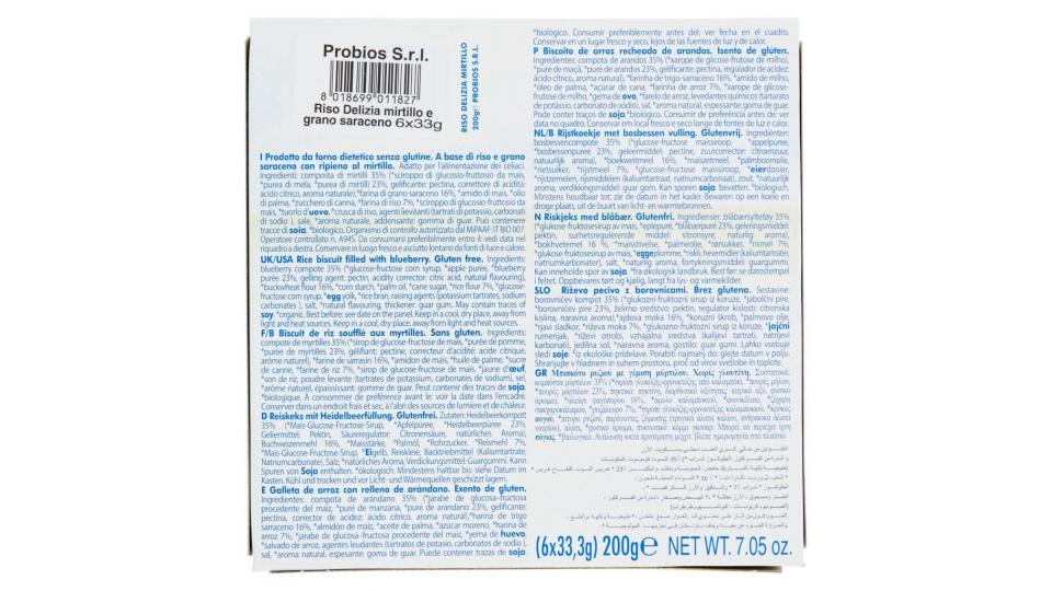 Rice & Rice le Golosità Riso Delizia al Mirtillo con Grano Saraceno 6 x 33,3 g