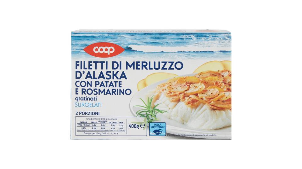 Filetti di Merluzzo d'Alaska con Patate e Rosmarino Gratinati Surgelati