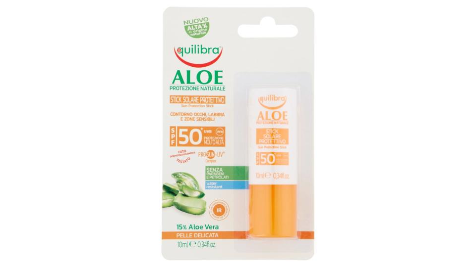 Aloe Stick Solare Protettivo Contorno Occhi, Labbra e Zone Sensibili Spf 50+