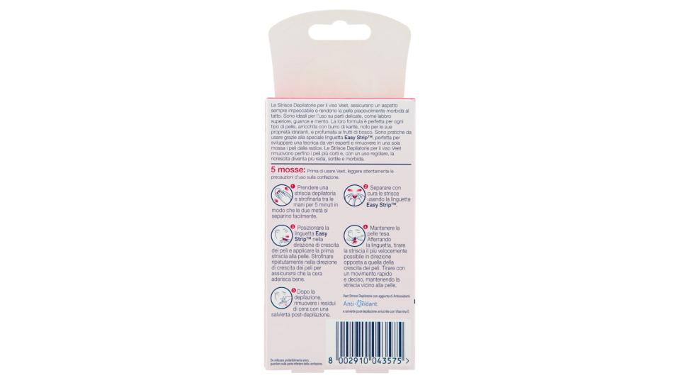 Viso Strisce Depilatorie con Easy Strip Pelli Normali 16 Pz.