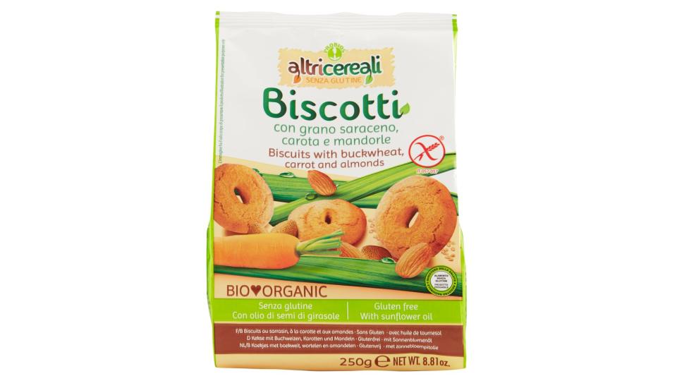 Altricereali senza Glutine Biscotti con Grano Saraceno, Carota e Mandorle