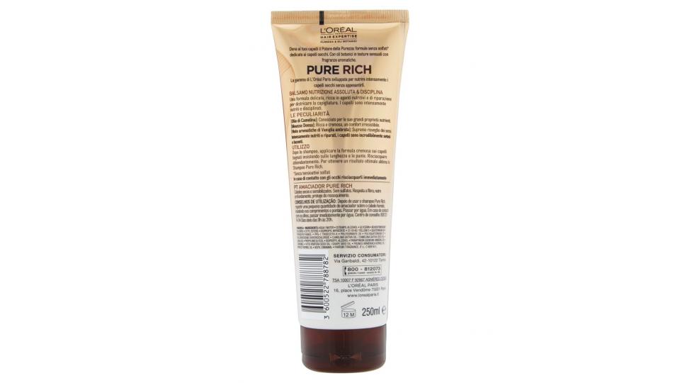 Hair Expertise Pure Rich Balsamo Capelli Secchi, Ribelli