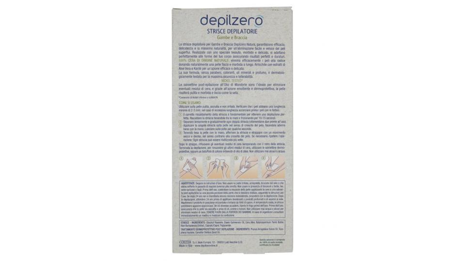 Natura Strisce Depilatorie Gambe e Braccia 20 Strisce + 4 Salviettine