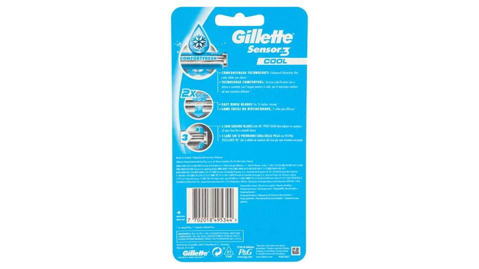 Gillette Sensor3 Cool Rasoio da Uomo Usa e Getta - 3 rasoi +