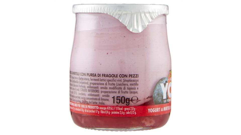 Yomo Yogurt ai Mirtilli con Purea di Fragole con Pezzi