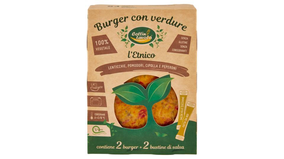 Cottin tavola Burger con verdure l'Etnico 2 x 120 g + bustine di salsa