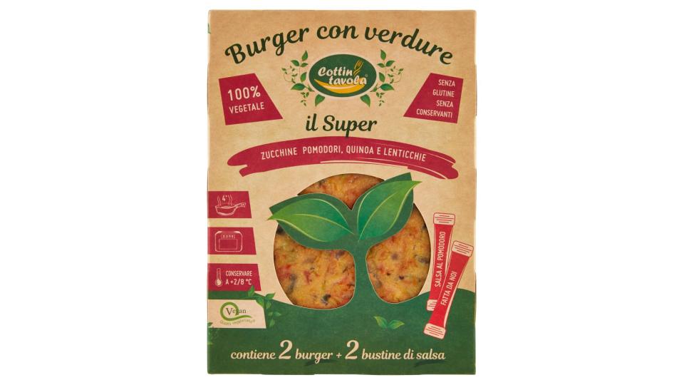 Cottin tavola Burger con verdure il Super 2 x 120 g + bustine di salsa