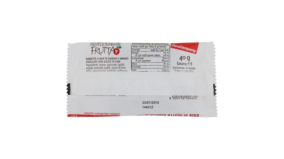 EuroCompany Semplicemente Frutta Ananas Mango Lime due barrette a base di frutta essiccata