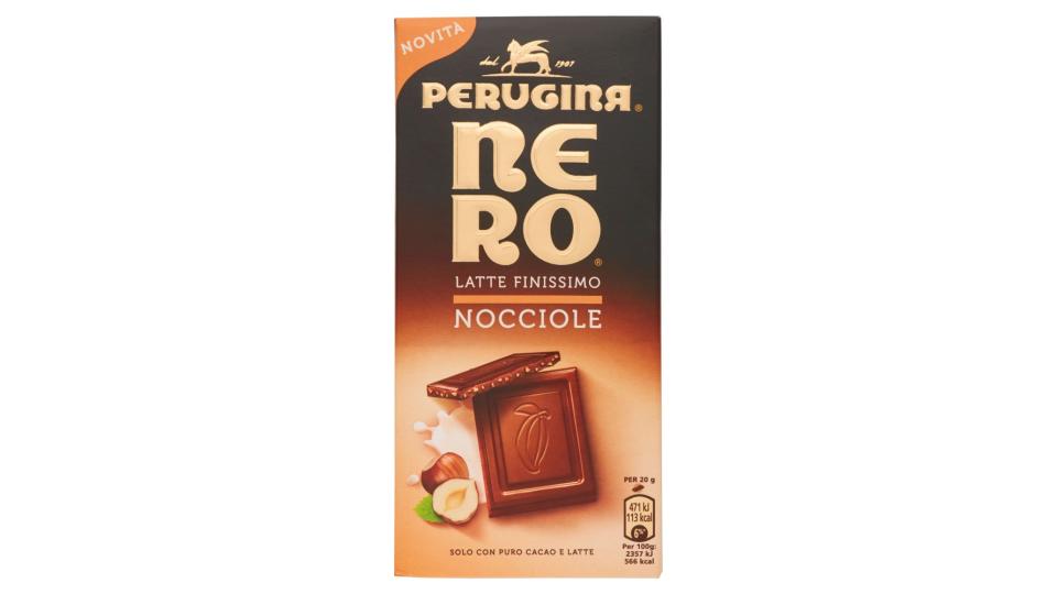 NERO PERUGINA Latte Nocciole Tavoletta di cioccolato al latte con granella di nocciole