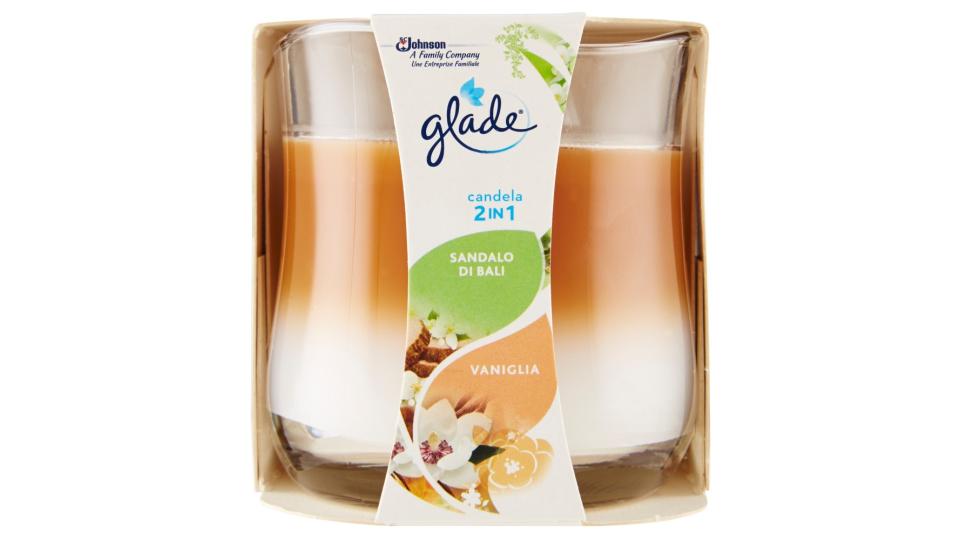 Glade Candela 2 in 1 sandalo di Bali e vaniglia