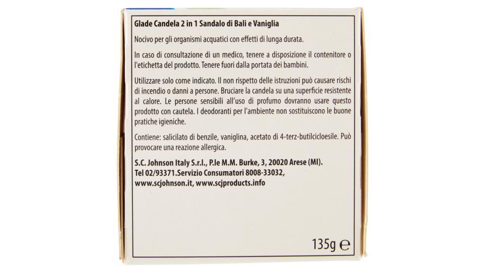 Glade Candela 2 in 1 sandalo di Bali e vaniglia