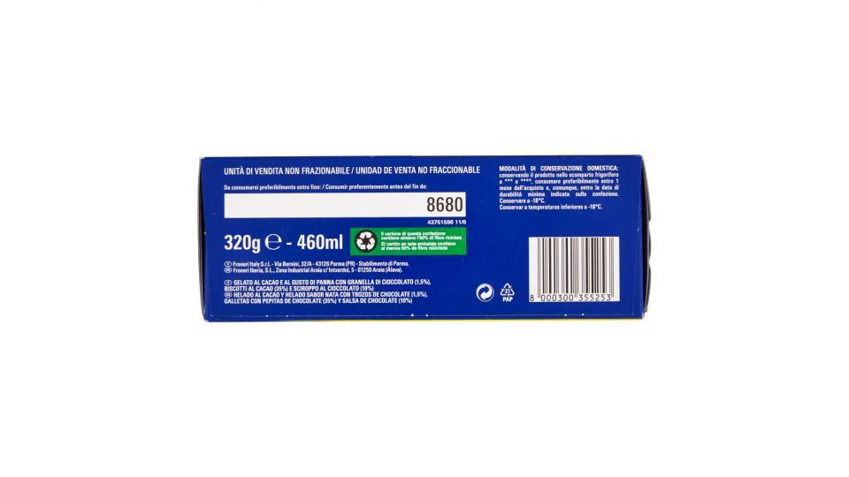 MAXIBON MOTTA 360 biscotto tondo con gelato stracciatella cacao e sciroppo al cioccolato