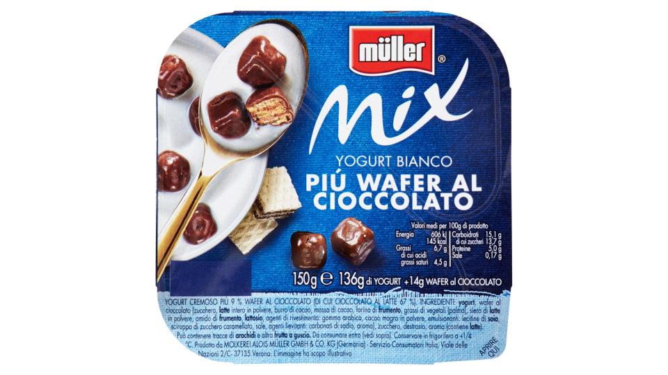 Müller Mix Yogurt bianco più wafer al cioccolato