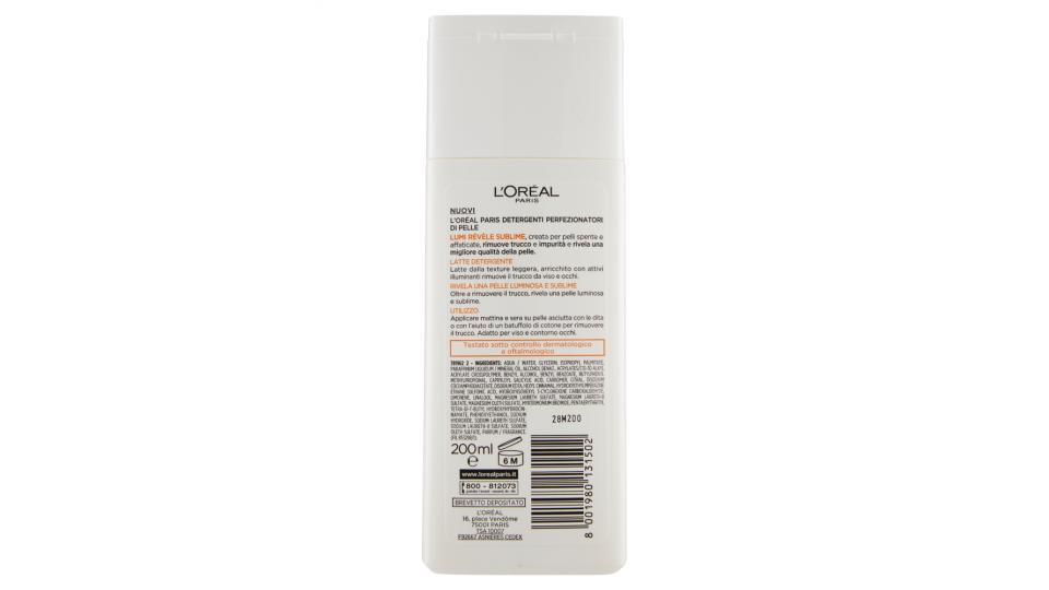 L'Oréal Paris Lumi Révèle Sublime Latte detergente viso e occhi pelli spente