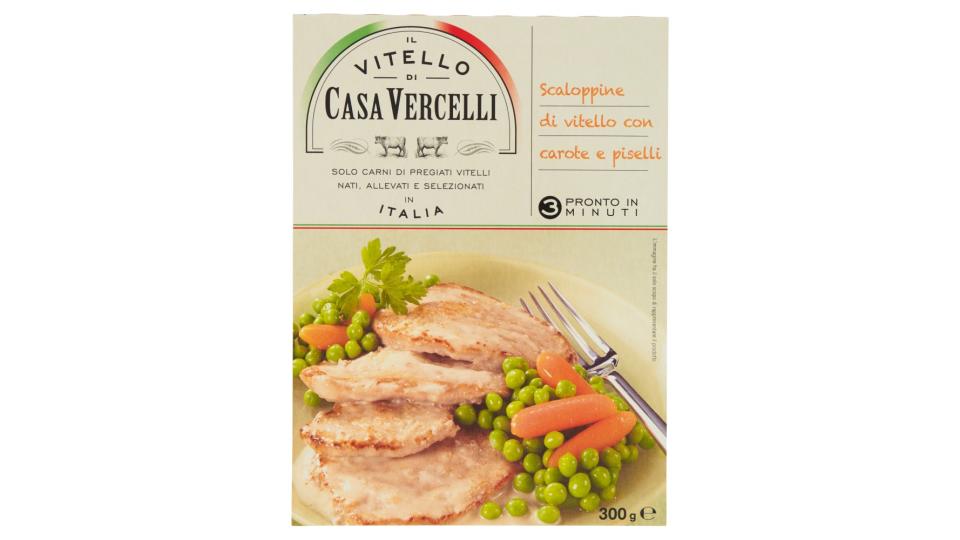 Il Vitello di Casa Vercelli Scaloppine di vitello con carote e piselli