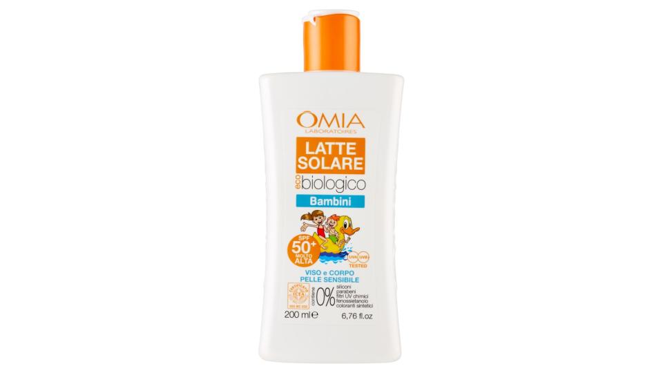 Omia Laboratoires eco biologico Latte Solare Bambini Viso e Corpo SPF 50+ Molto Alta