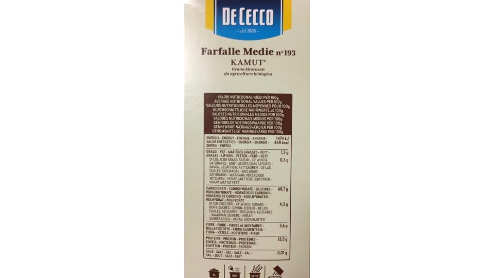 De cecco kamut farfalle medie n193 gr500