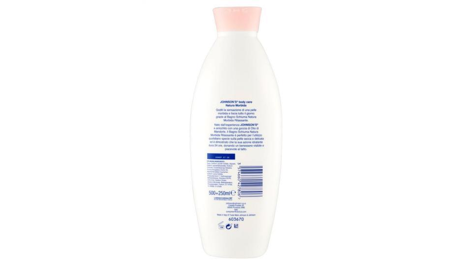 Johnson'S Body Care - Bagno Schiuma Rilassante - Natura Morbida, 24 Ore Idratazione, Con Olio Di Mandorle - 500+250Ml
