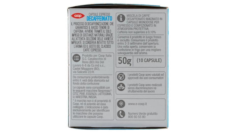 Capsule Espresso Decaffeinato 10 Capsule Pelabili