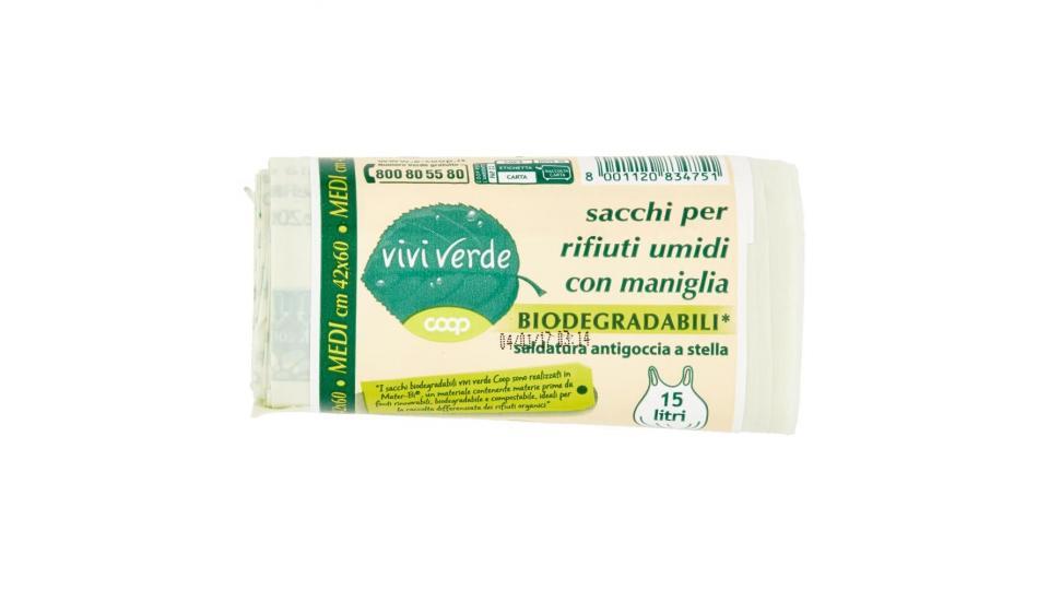 Sacchi Per Rifiuti Umidi Con Maniglia Biodegradabili* Medi Cm 42x60