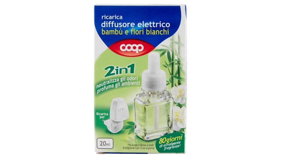 Ricarica Diffusore Elettrico Bambù E Fiori Bianchi 2in1