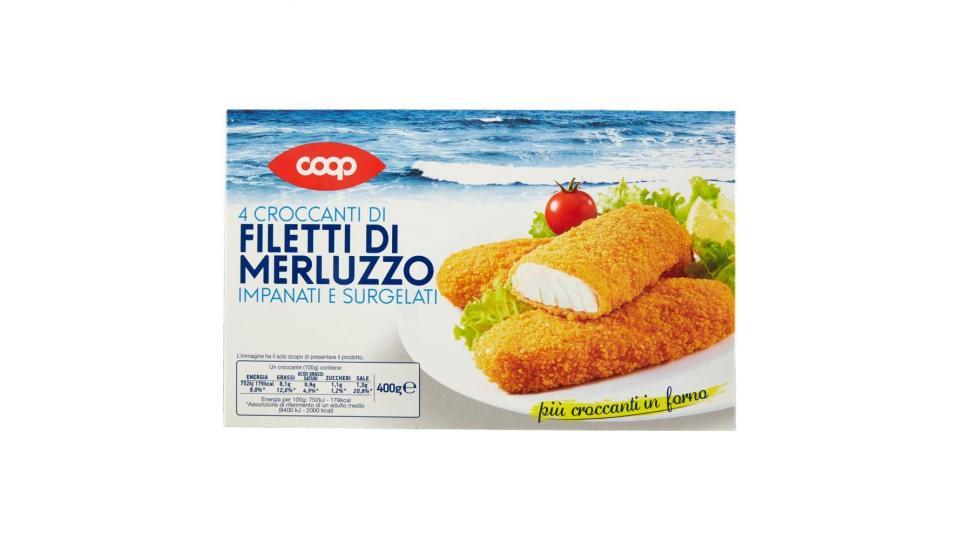 4 Croccanti Di Filetti Di Merluzzo Impanati E Surgelati