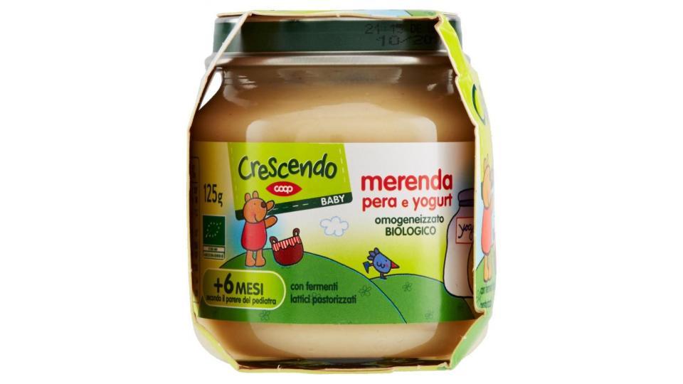 Merenda Pera E Yogurt Omogeneizzato Biologico