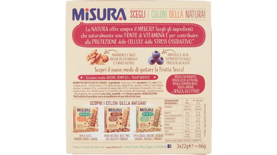 Barretta Natura Ricca Mandorle Intere, Noci, Mirtilli e Acai