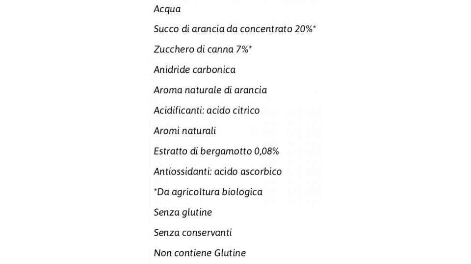 Aranciata da Agricoltura Biologica con Estratto di Bergamotto Italiano 