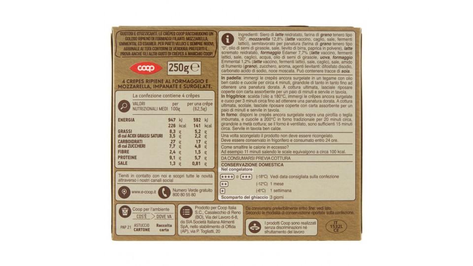 4 Crêpes con Ripieno ai Formaggi Mozzarella, Edamer, Emmental Surgelate 4 x 62,5 g