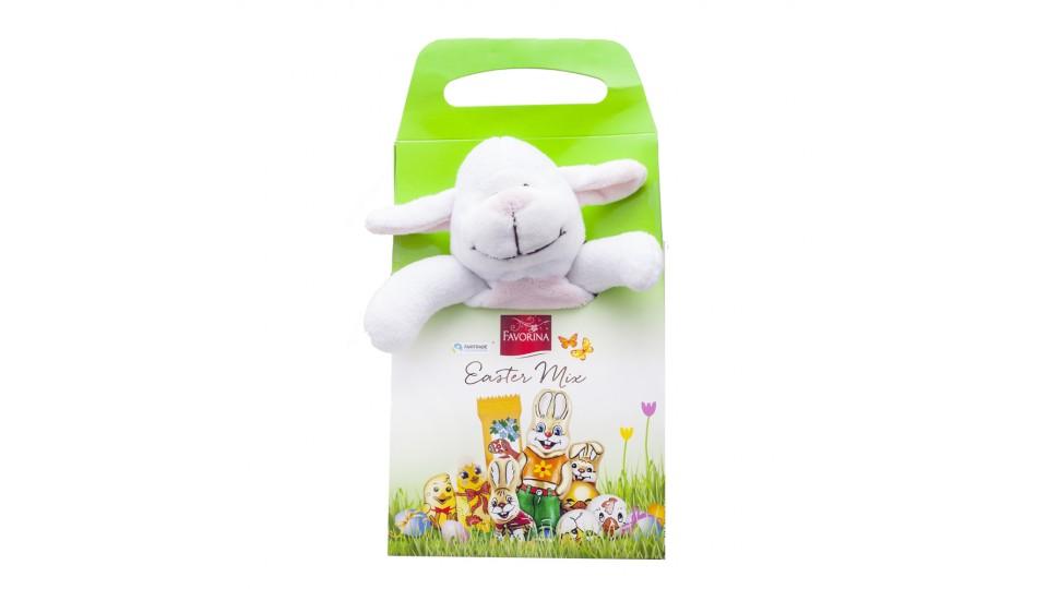 Animaletti di Peluche a Scelta con Cioccolatini (Coniglietto, Pecorella o Leone)