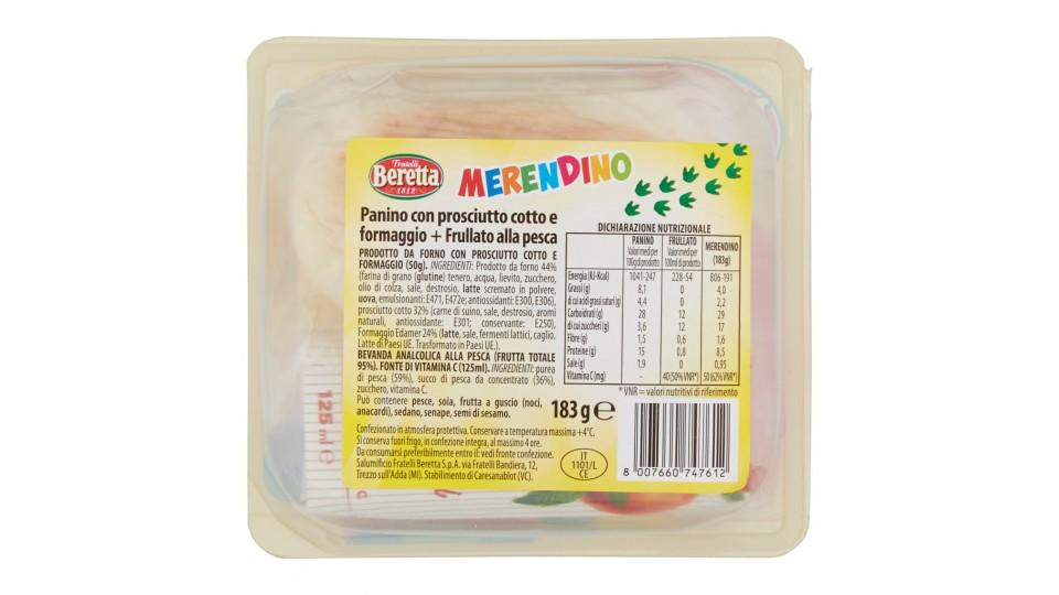 Merendino Panino Prosciutto Cotto + Formaggio + Frullato Pesca