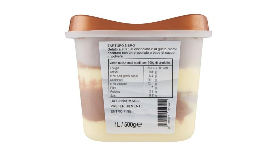 Tartufo Nero a Strati con Crema, Cioccolato e Polvere di Cacao