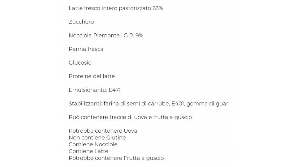 Agrigelato Nocciola Prodotto Ottenuto Esclusivamente da "nocciola Piemonte Igp"