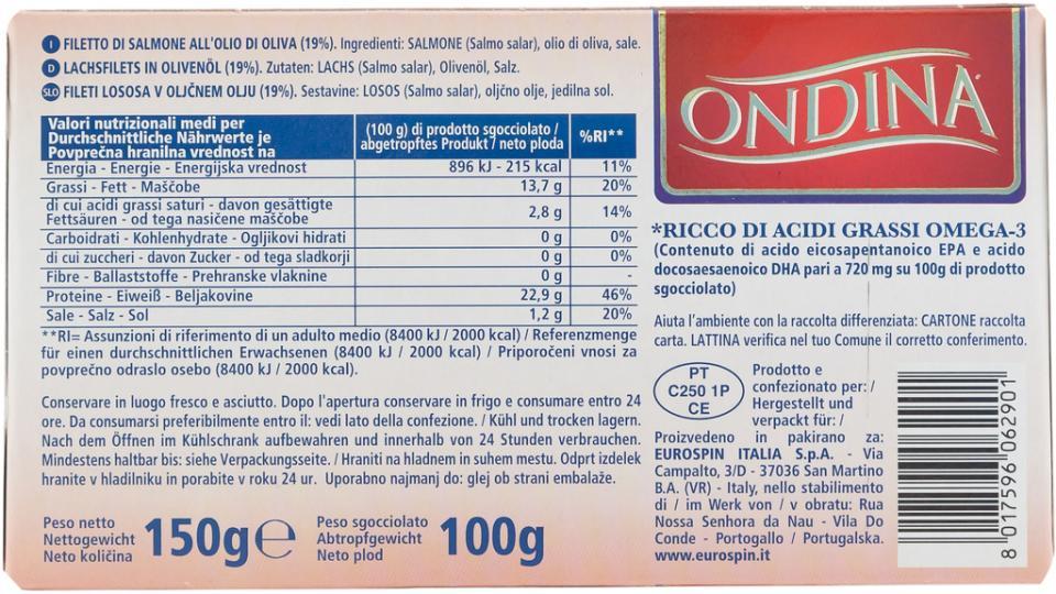 Filetti di Salmone Olio Oliva