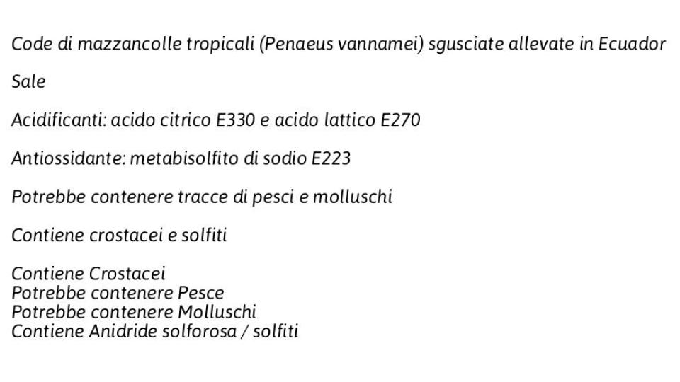 Code di Mazzancolle Tropicali Piccole Sgusciate e Cotte