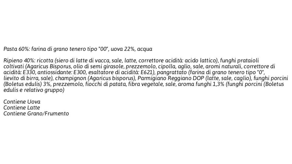 Vivi le Stagioni Ravioli con Funghi Porcini 0,250 Kg