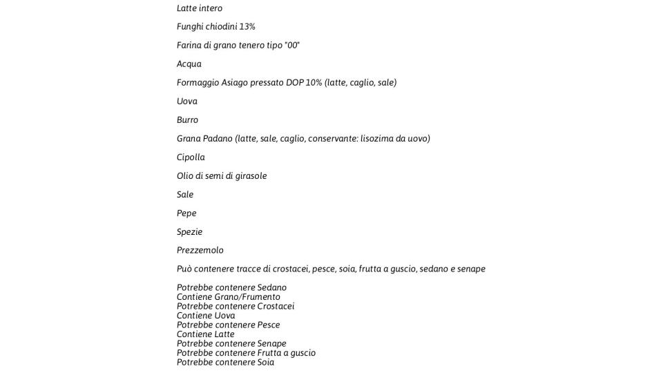 Crespelle con Chiodini Ed Asiago Dop